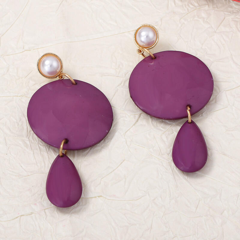 Exaggerated Imitation Pearl Geometric Round Splicing Earrings for Women Lady Temperament Personality Drop Earrings Jewrely Gift