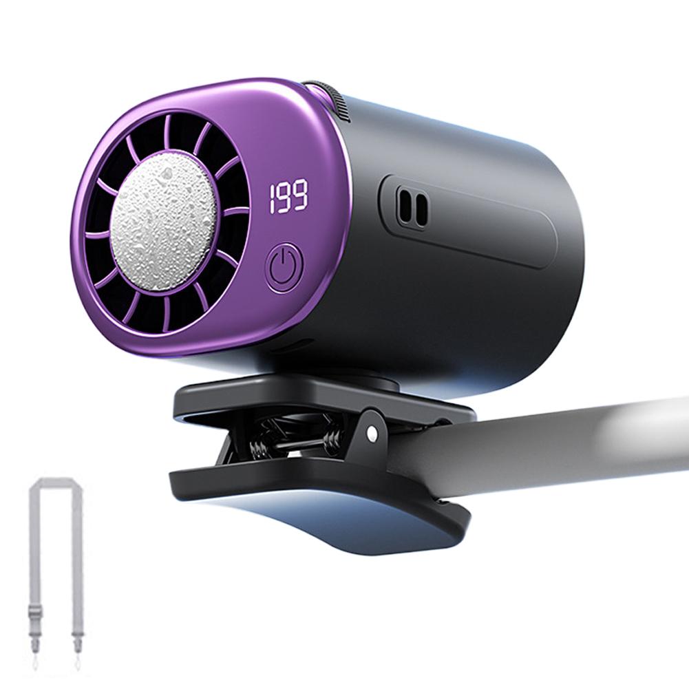 Mini Fan Clip On Rapid Cooling Fan LED Display Air Conditioner with 199 Speeds Umbrella Hanging Waist Hanging Neck Cooling Fan
