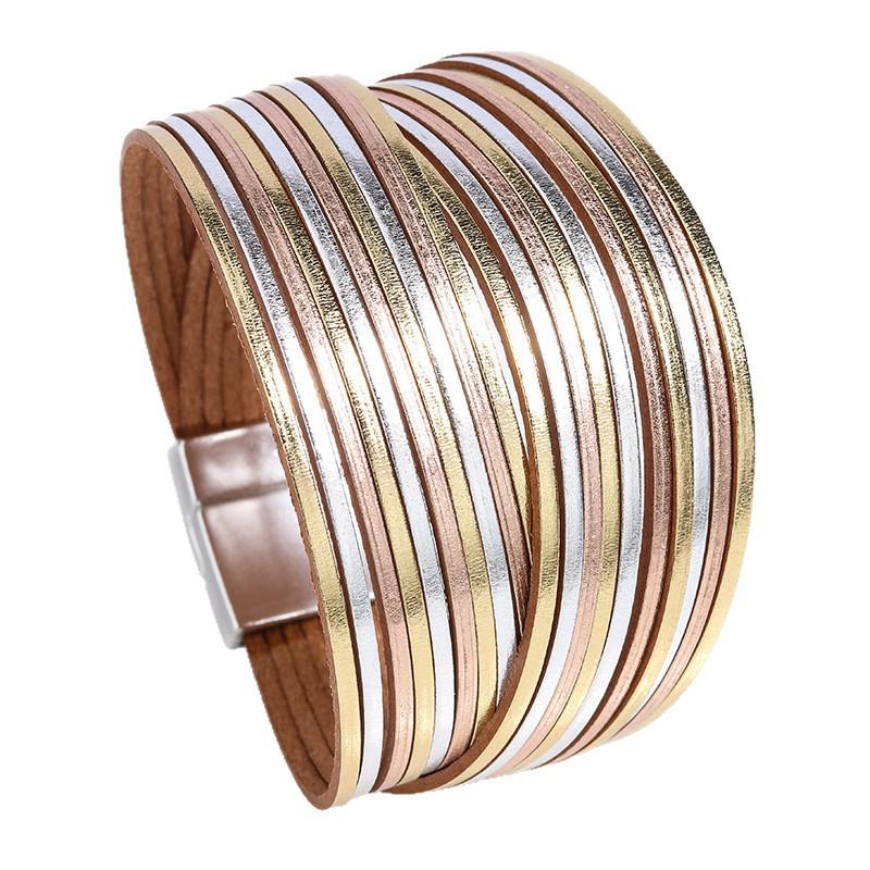 Gradient Multi-Strand Magnetic Bracelet: Leather  PU Mixed Colors for Men  Women смешивание цветов