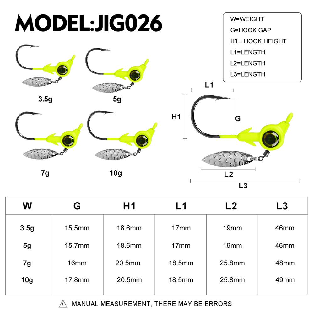 Colored Spinner Big Eye Lead Head Hooks: 3.5g, 5g, 7g, 10g for Fishing