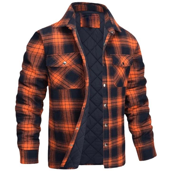 Chaquetas de algodón a cuadros de invierno para hombre, chaqueta de franela con forro acolchado y manga larga, abrigos multibolsillos para exteriores, abrigos de senderismo, tops