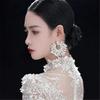 Unique Crystal Sunflower Earrings for Women Large Circle Flower Shape Accessory