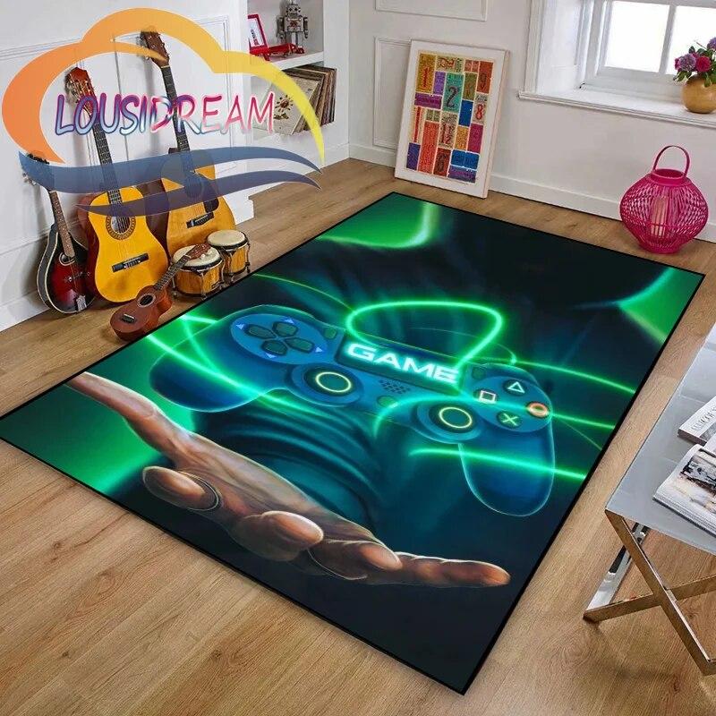 Gamer or Game handle Playroom and Bedroom Plush Carpet Non-slip  Soft Play Mat Bed Area Rug Parlor Decor