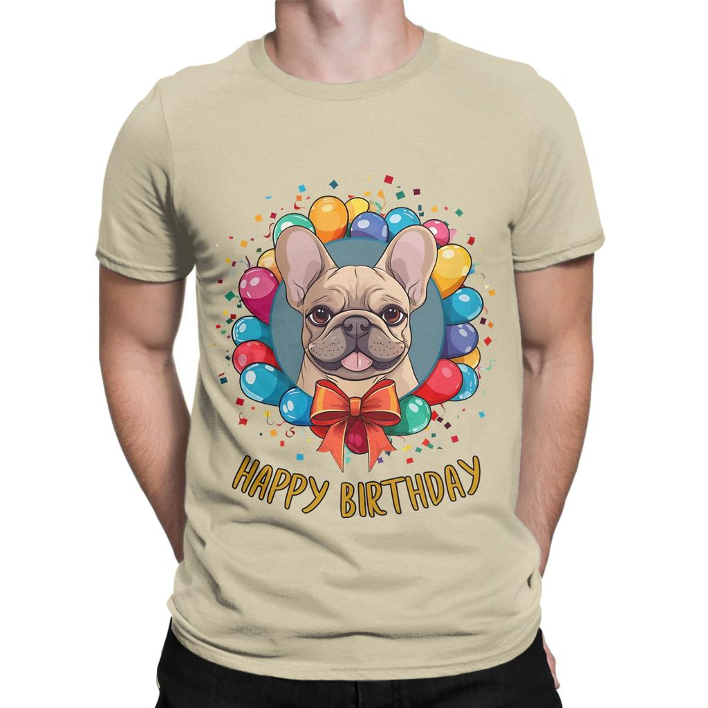 Birthday French Bulldog fawn Happy Birthday Novelty 100 Cotton TShirt French Bulldog Tops Tees For Unisex