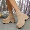 Fashion Fashion Chunky Platform Wedge Heel Ankle Boots Women 2025 Sexy Super High Heel Modern Suede Skinny Boots Thicken Bottom Shoes