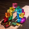 50 Pieces Acrylic Blocks with Tray Glossy Light-Play for Children