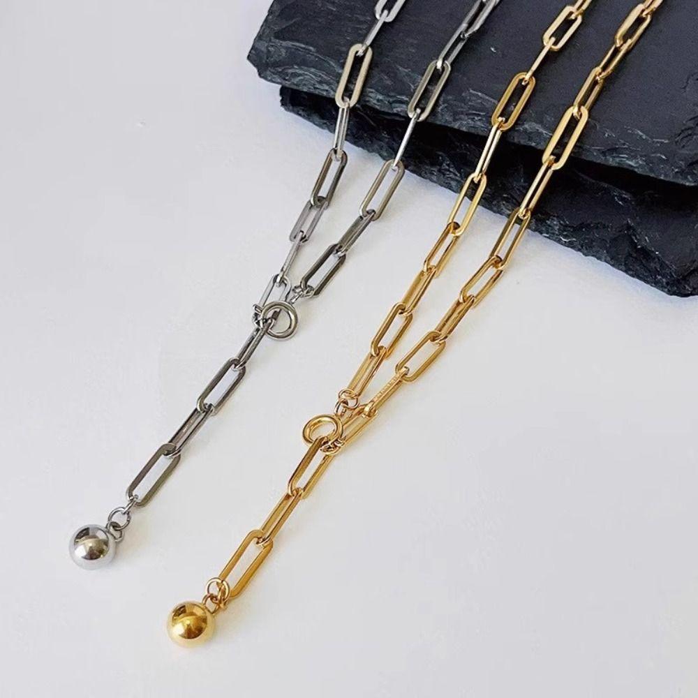 Adjustable Metal Choker Necklace Gold Clavicle Chain Necklace Paperclip Necklace  Girl Gift