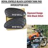 Prémiové prošívané "Černé kožené kryty nádrže" Vhodné pro Royal Enfield Interceptor 650