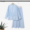 ZANZEA Women Ethnic Print Casual Long Sleeve Blouse and Long Skirts Two Piece Suit Set