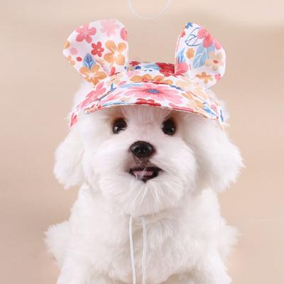 Cute Dog Sunscreen Hat With Ear Pet Baseball Cap Dog Fisherman Hat  Small and Medium Dogs