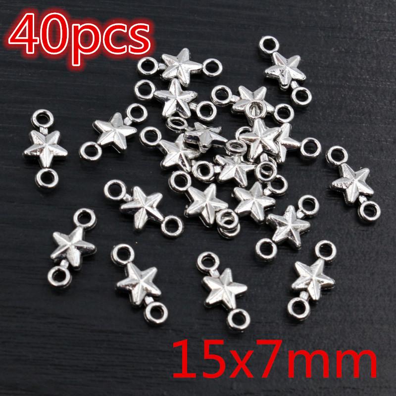 New Fashion Antique Silver Plated Bronze Stars Chrams Metal Alloy Pendant Charms for DIY Neckalce Jewelry Making Findings