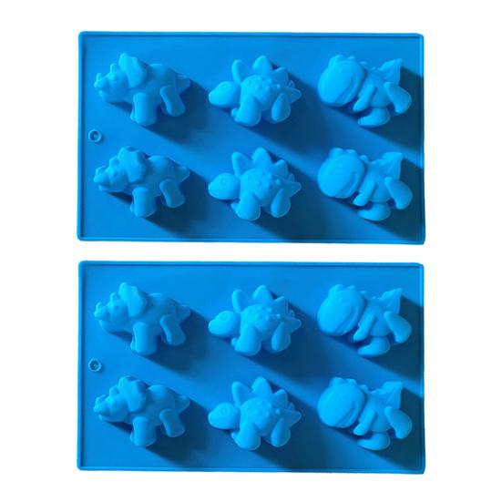 Dinosaur Chocolate Mold 6-Cavity Non Stick Silicone Ice Cube Tray Flexible Jelly Ice Cube Molds High Low Temperature Cheesecake Pudding Molds