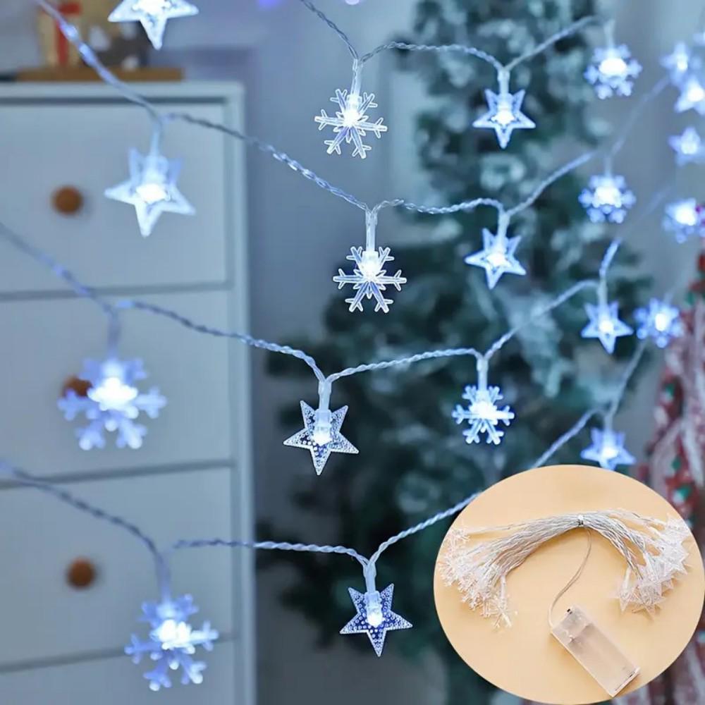 

Светодиодные рождественские гирлянды с оленями и снежинками для украшения двора 1.5m, 10 lights, Battery Box, Warm White