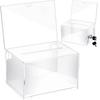 Acrylic Donation Box with Slot Raffle Ticket Container with Lock and Sign Holder Cardboard Raffle Box for Ballots and Feedback