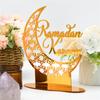 Acrylic Eid Table Ornament Unique Hollowed Out Moon/Sun Shaped Desktop Decoration Festive Home Party Ramadan Decor