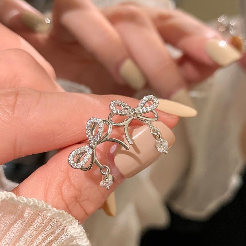 Bow-knot Stud Earrings Female Fashion Chic Earring Sweet Girl Women Jewelry Double Bow Earrings