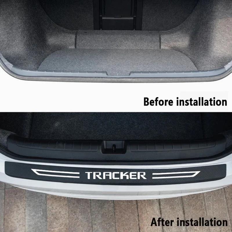 Carbon Fiber Car Door Sill Protector Decals For Chevrolet TRACKER Logo Trunk Anti-Scratch Protective Strip Auto Accessories