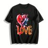 Love Heart Print Couple Style Casual Crew Neck Short Sleeve T-Shirt Pure Cotton T-shirt