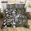 Camo Deer Duvet Cover Set Antlers Arrow Pattern Bedding Set Stripes Gird Camouflage Comforter Cover Microfiber King Quilt Cover