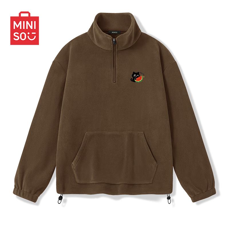 

MINISO Men s Fleece-Lined Half-Zip Pullover Sweatshirt 3XL