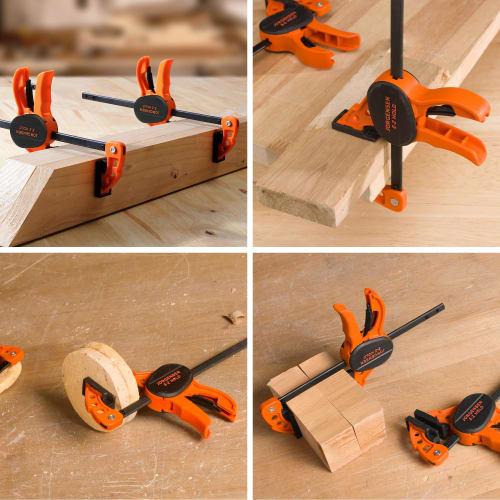 JORGENSEN F-Type Clamps, Quick Bar Clamps, 100mm, Set of 2, Ratchet Type, Maximum Clamping Force: Approx. 22kg, Quick Release Bar, Non-Slip, Resin Pro