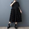 short sleeve Plus size vintage cotton Mesh patchwork floral new in dresses for women casual loose long summer shirt dress