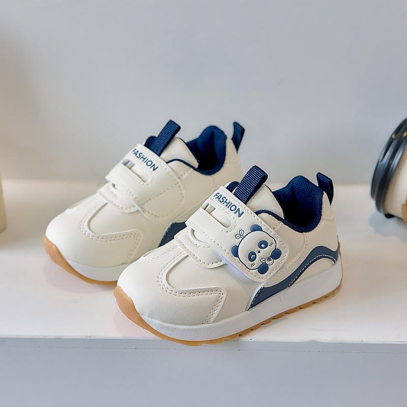Baby Walking Shoes with Leather Upper, Toddler Hook-and-Loop Functional Shoes, Boys' Anti-Slip Classic Sneakers, Girls' Soft-Sole Sports Shoes.