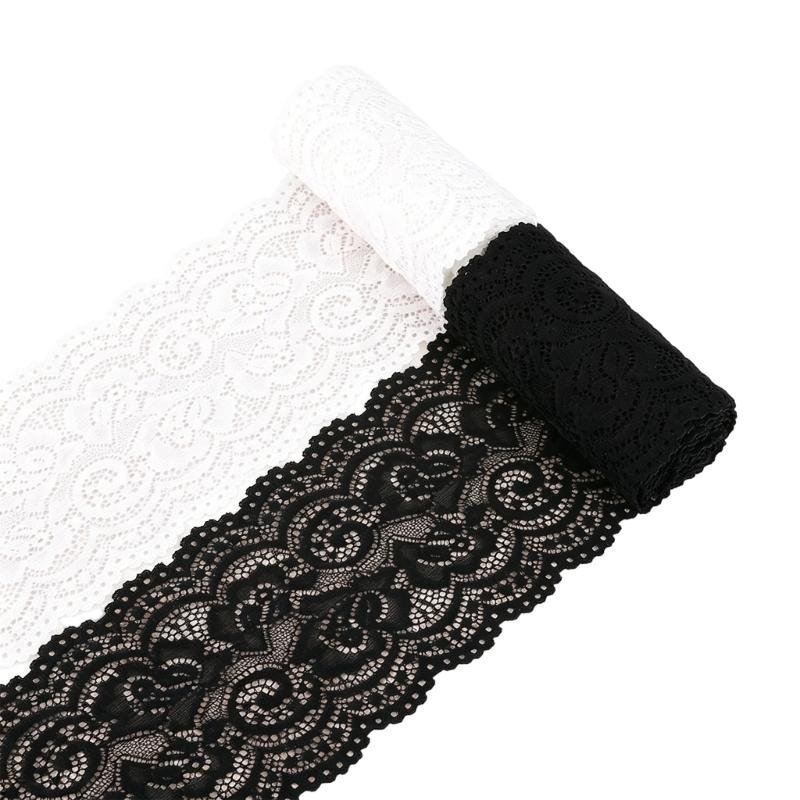 Stretchy Trim Ribbon 10CM Wide 2Yard Long for Sewing Projects, Soft Scalloped Style Ribbon for Fabric Craft Finishing