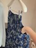 Retro Floral Multi-layer Patchwork Women's Chiffon Midi Skirt with Slimming Design