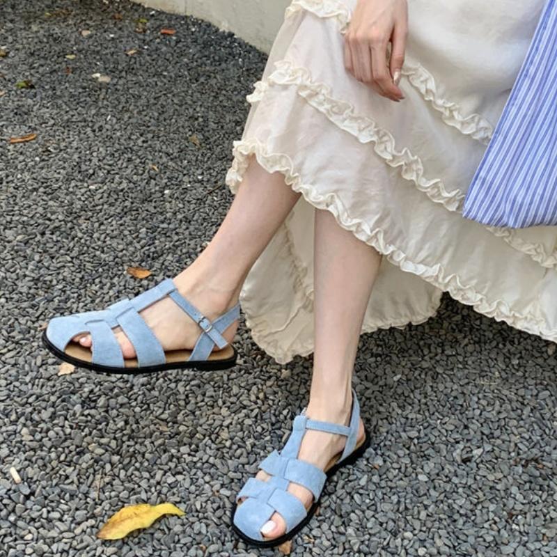 Women Roman Sandals 2025 Summer New Fashion Versatile Non-slip Outdoor Casual Beach Sandals Soft Sole Round Toe Flat Shoes