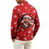 Men's Long Sleeve Golf Shirt Quick-Dry Mesh Casual Top with Christmas Print for Holiday Wear