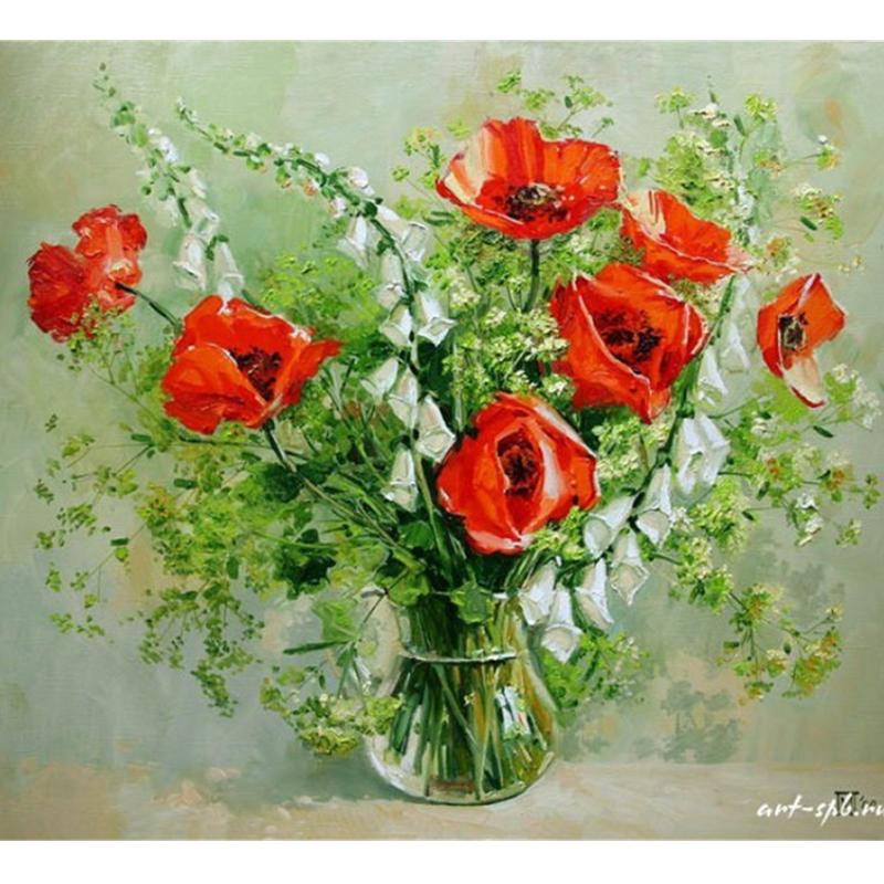Artistic Flower Picture Unframd Handmade Oil Painting DIY Digital Kits Canvas Draw Home Decro Gift