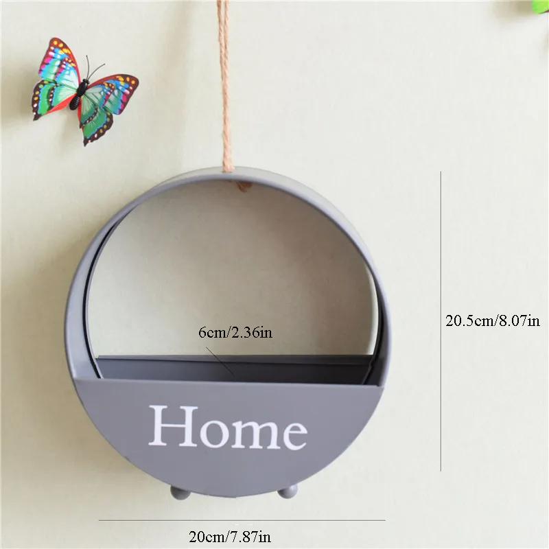 Artificial Wall Hanging Flower Planter Creative Round Modern Storage Shelf Basket Artificial Flowers Balcony Living Art Decor
