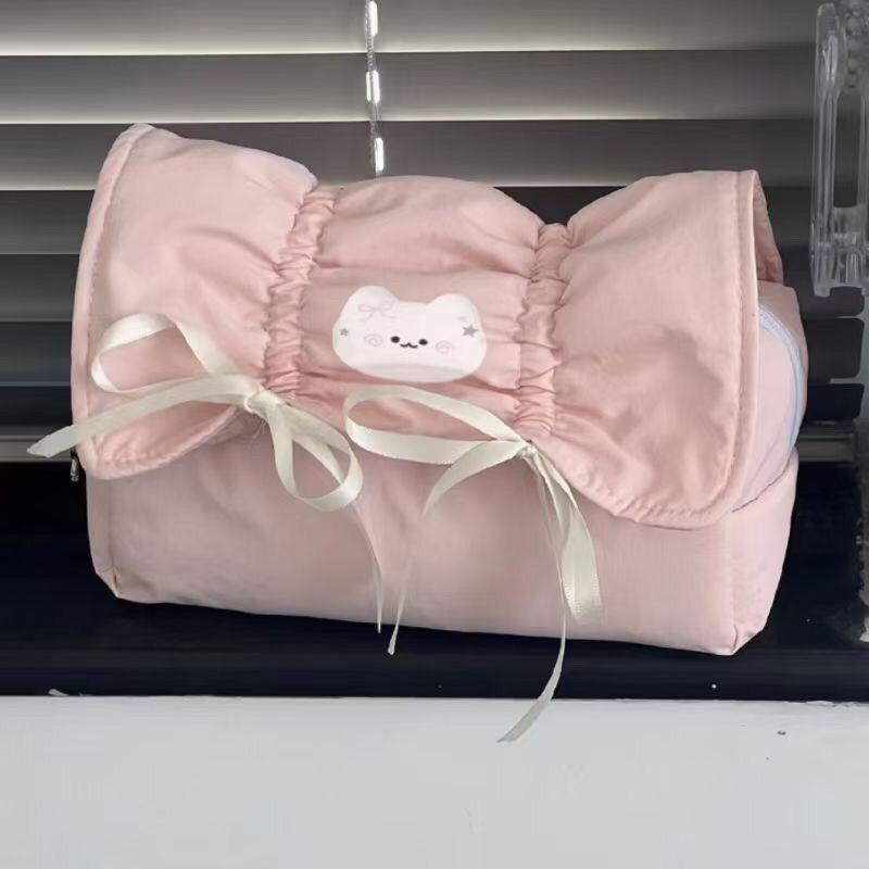 Large Capacity Cat Bow Pencil Case-stylish White Stationery Storage Box Spacious Compartment Design Durable and Easy To Clean