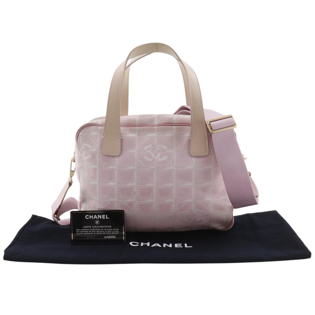 Chanel 2WAYShoulder Handbag A15970 New Travel Line Pink Nylon Canvas Women Used