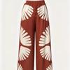 Women's Summer Versatile High-waisted Elastic Waist Printed Wide-leg Beach Pants, Lightweight and Sheer Casual Pants