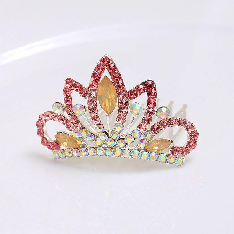 Crown Flower Comb Premium Sense Cute High-End Princess Haircard Women'S Headdress Diamond Hairpin Hair Accessories Hair Comb