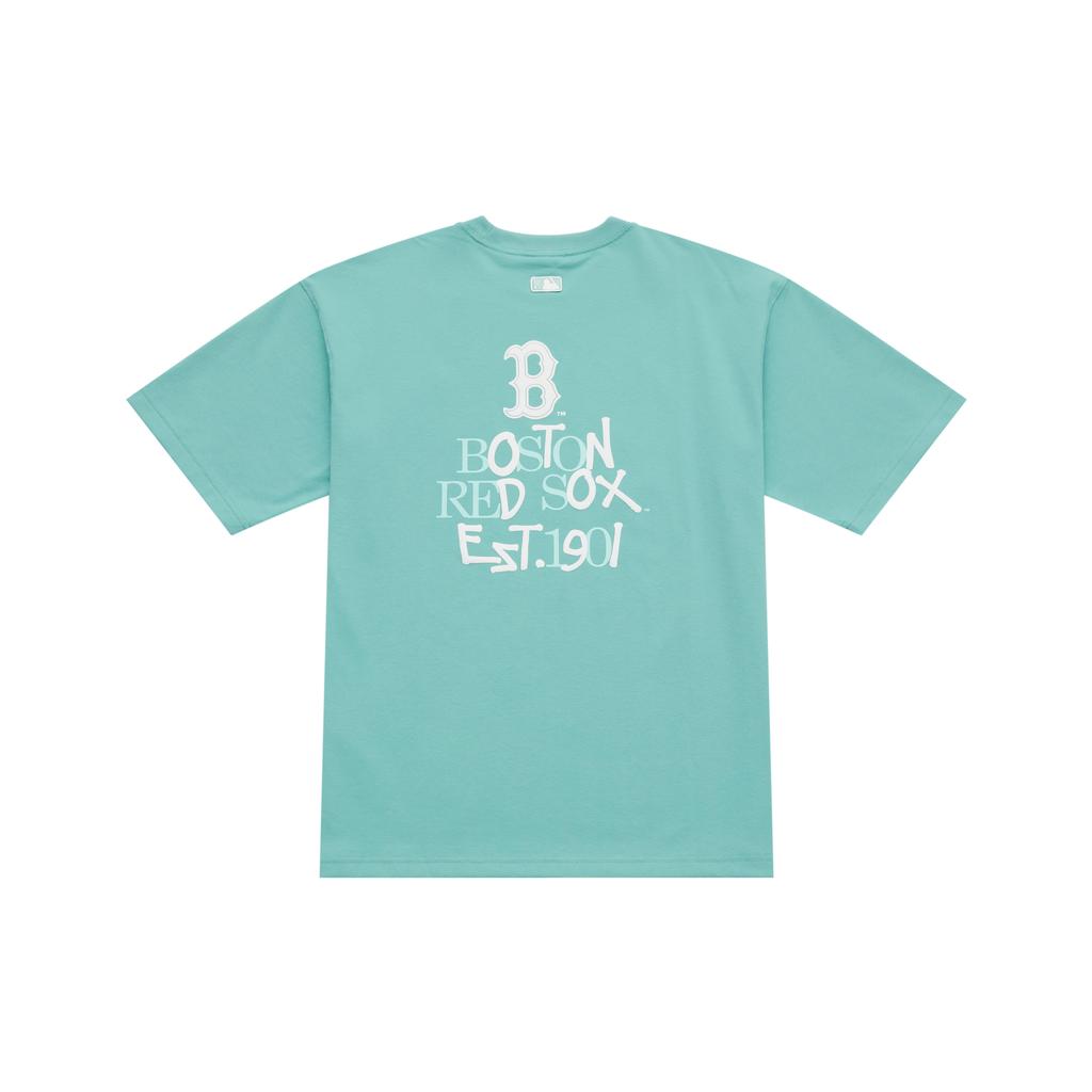 New MLB Boston Red Sox Basic Collection SS25 T Shirt Unisex Heather Gray Mint Green 3ATSB0753-43MTM