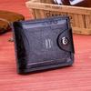 Men's Leather Wallet with Dollar Bill Print - Zipper Card Holder & Coin Pocket, Vintage Style Bifold Purse for Cash and Cards