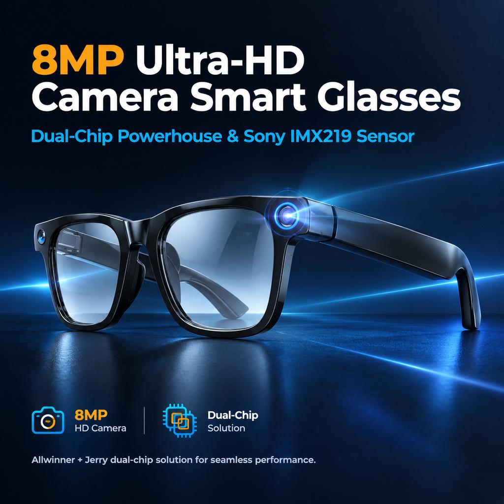 AI Smart Glasses Toys Recording & Real-Time Translation, Black