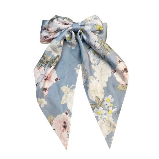 Agrafă de păr Femei cu fundă mare Ac de păr Straturi duble Imprimare cu flori cu pată Agrafă pentru coadă de cal Agrafă Instrument de coafat Accesorii pentru păr