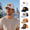 Curved Brim Mesh Trucker Hat PAPA Leather Label Casual Dad Hat Retro Trucker Cap  For Men