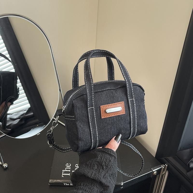 Retro Denim Kleine Quadratische Schultertaschen für Damen Leicht Tragbare Weibliche Crossbody-Tasche Faden-Design Damen Handtaschen