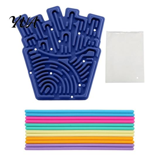 Stress Relief Tools Silicone Sensory Activity Board, Christmas Tree Rainbow Ice Stick French Fries Portable Fidget Toys Board with Strings, Silent Toy