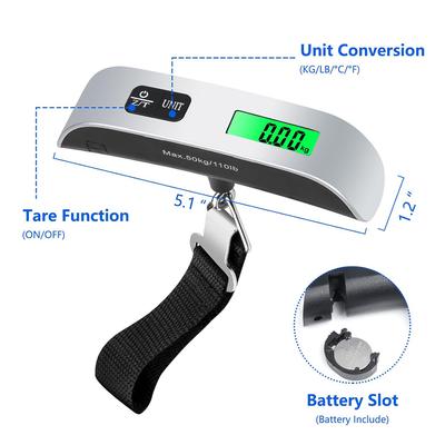 Digitální LCD displej přenosná váha 110 lb/50 kg Elektronická zavazadla Závěsný kufr Cestování váží Zavazadla Taška Váha vyvážení