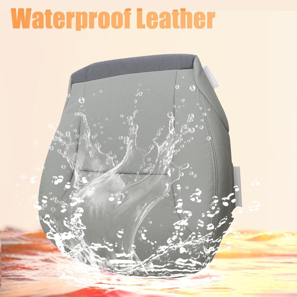 Front Driver Bottom Perforated Replacement Microfiber Leather Seat Cover Gray Compatible with Lexus ES300 ES330 2002 2003 2004 2005 2006