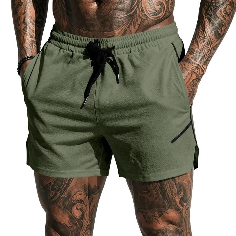 Men's Quick Dry Mesh Athletic Shorts Gym Running Workout Shorts with Zipper Pockets Breathable Elastic Waist Casual Sports Shorts for Men