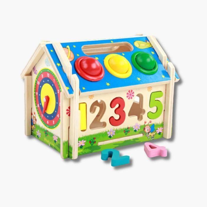 Jouet éducatif - CREATIVPAD - Maison à formes en bois - Couleurs vives - Mixte - 12 mois et plus