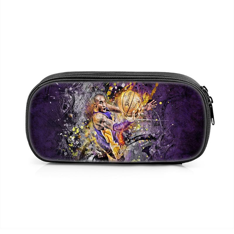 Nba Black Mamba Kobe Star Peripheral Printing Pencil Bag Kobe Student Stationery Box Large Capacity Storage Bag (as the picture,Kobe)