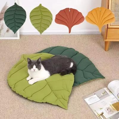 Blattform Katzenbett Matte Zweiseitige Haustierdecke Weiche Welpen Schlafunterlage Verdickung Rutschfest Zimmerdekor Teppich Hund Katze Haustierbedarf